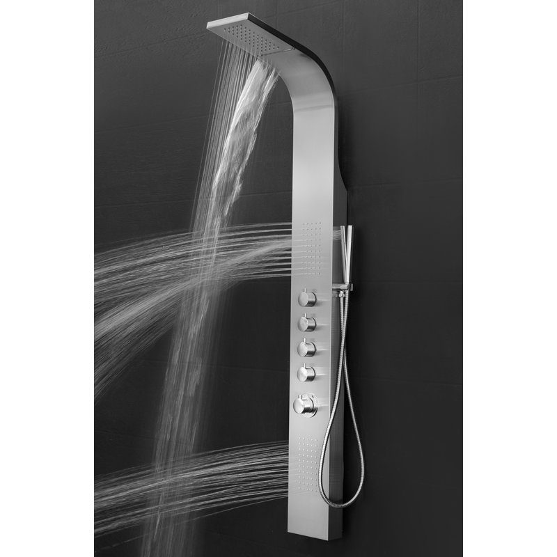 AKDY Thermostatic Rainfall Waterfall Style MultiFunction Shower Tower Panel Massage System with